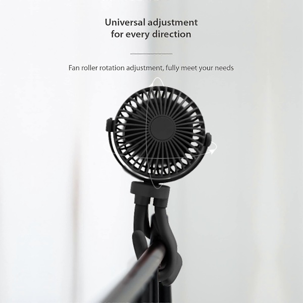 Håndholdt bærbar ventilator med fleksibelt stativ (sort)