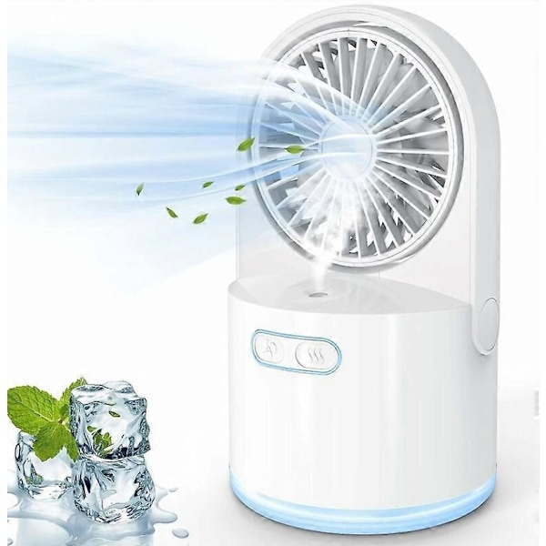 Vit Mini Quiet Mist Fläkt, USB Uppladdningsbar Bärbar Fläkt, Skrivbordsfläkt Lämplig för sovrumskontor utomhus Indo