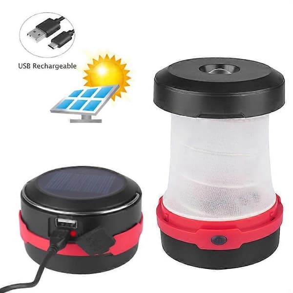 Foldbar Led Solar Lanterne Camping Vandring Lys Nød Udendørs Lampe Lanterner Natlys Ambient Belysning blue