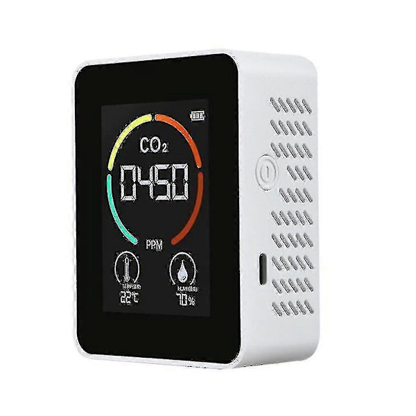 Inomhus Co2 Sensor Co2 Mätare Digital Luftdetektor Intelligent Luftkvalitetsanalysator White   ab
