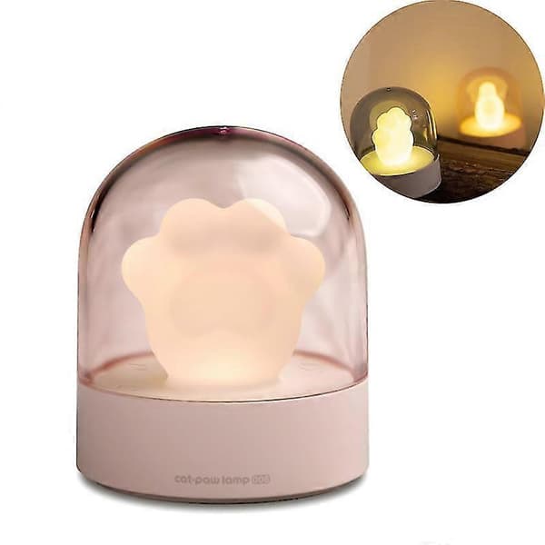 Katt Potelampe Nattlys Katteklo Led Bordlampe Usb Nattlys Pink