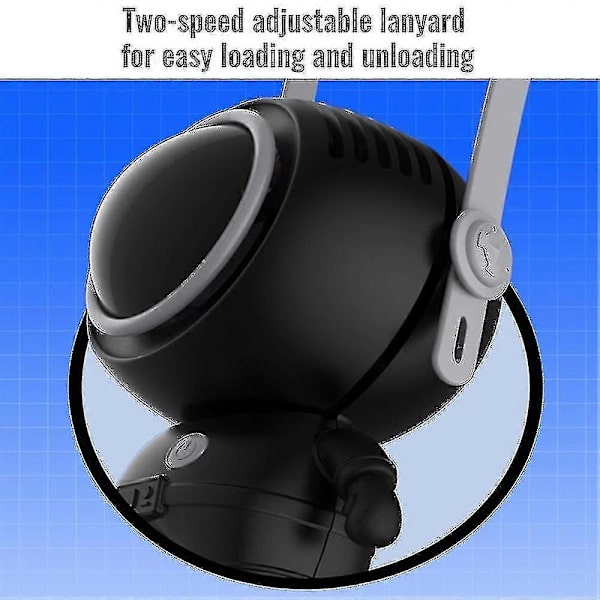 Usb Protable tuuletin ripustettava kaula Kädessä pidettävä Lazy Mini Leafless Spaceman tuuletin kaulanauhalla-mustalla