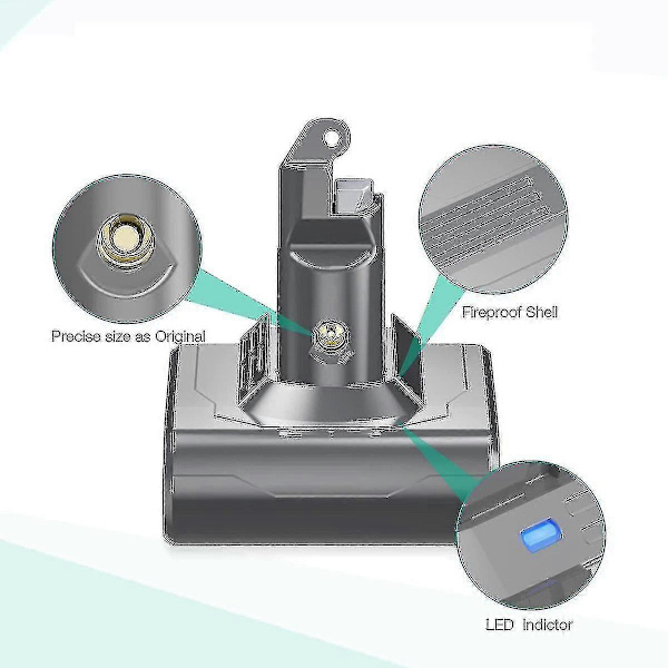Kompatibel med Dyson V6 Batteri 21.6V DC62 Tillbehör, Sladdlös Dammsugare, Kompatibel med V6 Sv04 Sv03 Dc58 Dc59 Dc61 Dc74