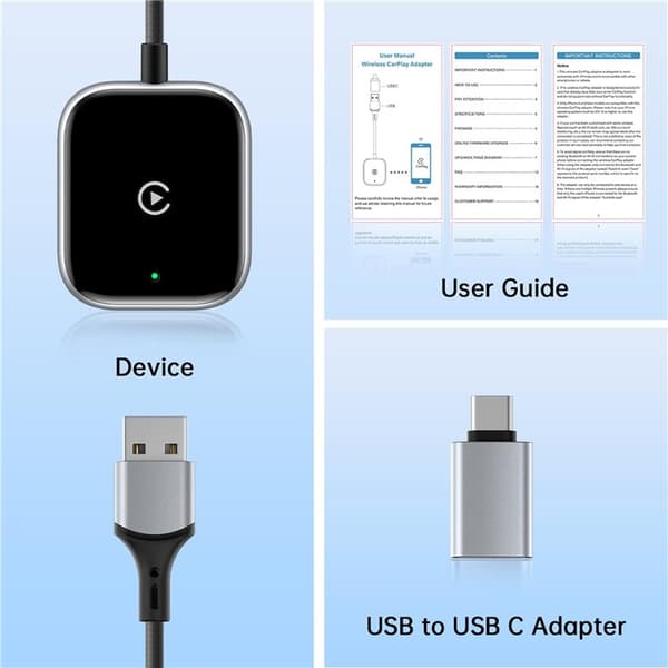 CarPlay Kablet Trådløs Adapter Dongle - Svart 100