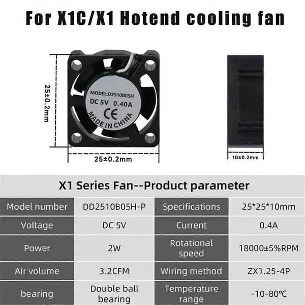 2510 Blæser til X1/P1 Hot End Køleblæser med Kabel Køleblæser til Bambu X1C P1S P1P 3D Printer Tilbehør As Shown