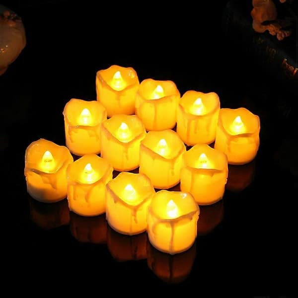 LED Flammeløse Lys med Timer, Batterier, [24 stk/Varm Hvit, 3,6*4,3cm]