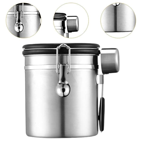 Kaffeburk Prylar Kaffebehållare för Te Kakor Kaffebönor Silver 1.2L Optional Silver 1.5L