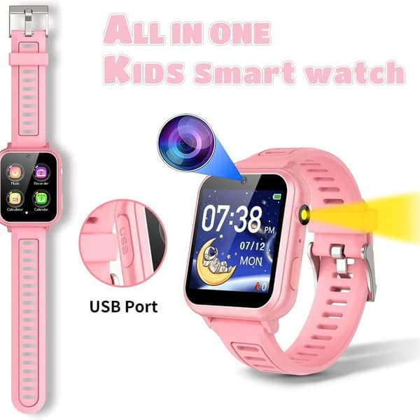 Smartklokke for barn, Smartklokke med samtale og stemmechat for barn, rosa