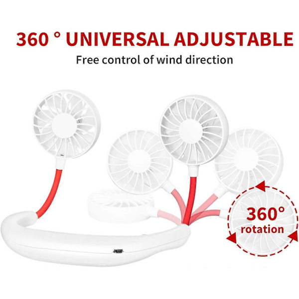 Halsfläkt Bärbar Handhållen Handfri USB-fläkt Minisporthalshängande fläktar Skrivbord Small Fans Office