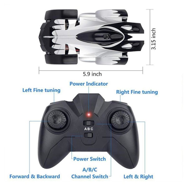 Väggklättrande bil Drifting Racing Bil Leksaksbilar med LED-lampor Presenter Pojkar Flickor röd black