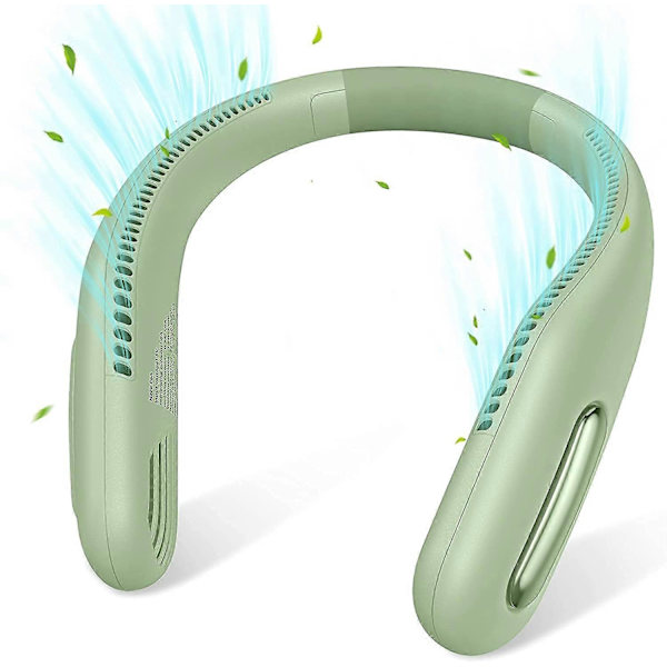 Bärbar USB uppladdningsbar halsfläkt (grön)