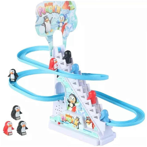 Pingvin Race Set Litet Lekset LED Blinkande Ljus Racerbana Spelset penguin