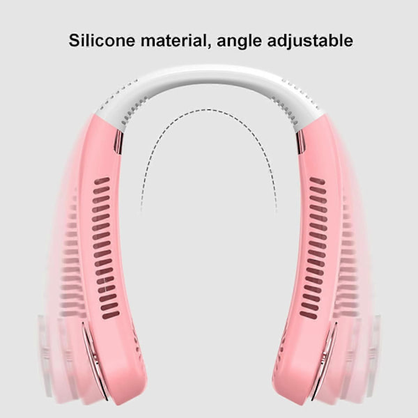 Säädettävä kannettava USB-kaulatuuletin (vaaleanpunainen)
