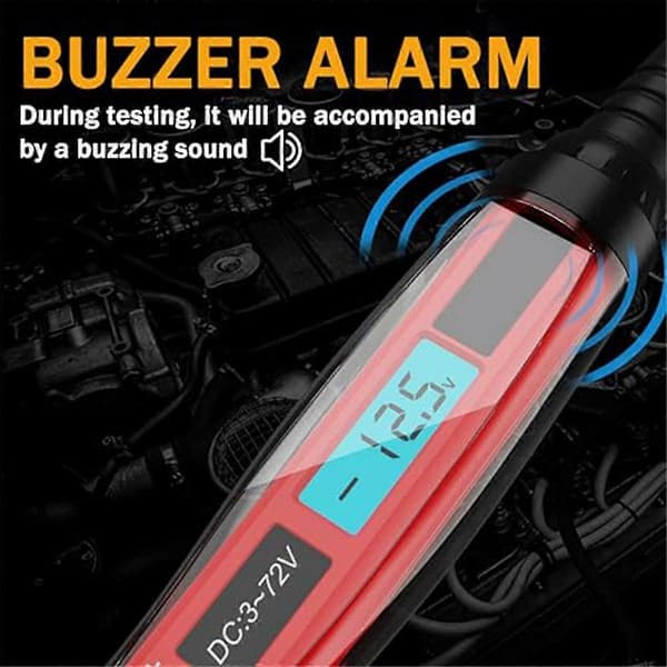 3-72v DC Bil Test Lys, LCD Digitalt Lys Tester Med Voltmeter, Sikringsspændingstester Bil