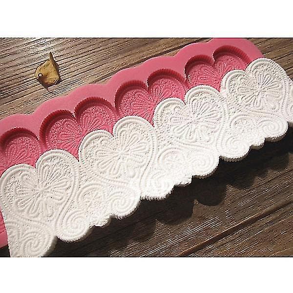 Kageforme 2 stk. Hjerteformet Silikone Fondant Blondeform Kagedekorationsform