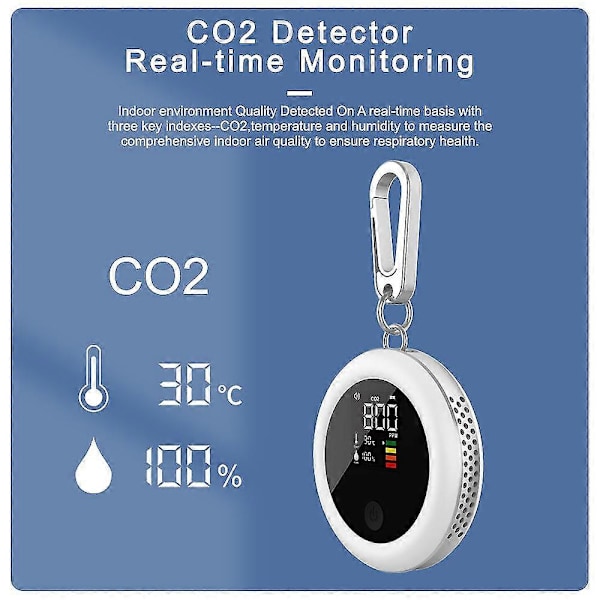 Ce Smart Mini Luftkvalitetsanalysator Luftfuktighet Temperaturmätare Bärbar Sensor Koldioxidflödesmätare Co2 4005000ppm