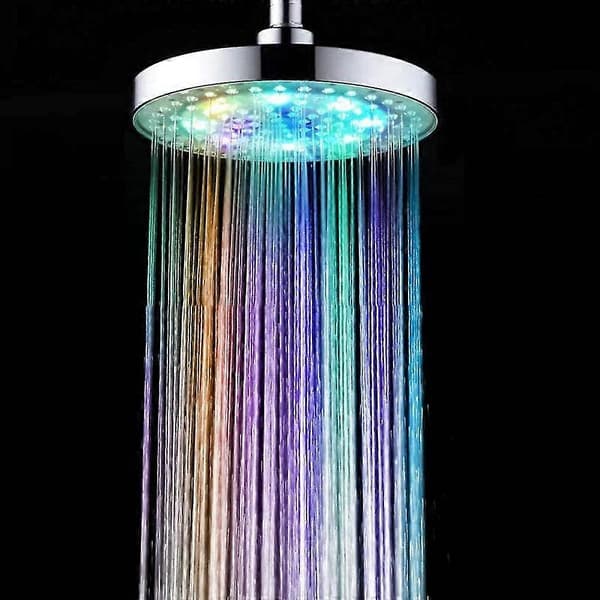 20cm*20cm Trefärgs Temperaturkontroll Topp Dusch ABS Rund LED Duschhuvud