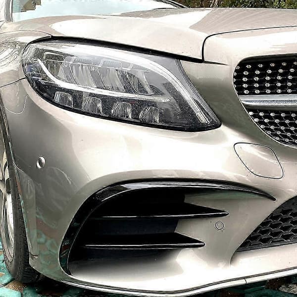 ABS Glossy Black Front Bumper Lower Grille Frame Fog Light Cover Trim for C Class W205 C200 C260 20 Gloss Black