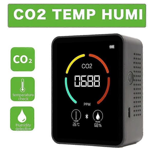 Co2 Måler Co2 Sensor Luftkvalitetsanalysator Husholdnings Digital Luftdetektor Intelligent Luftforureningsmonitor Gasdetektor white with Bluetooth