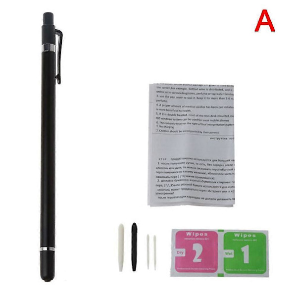 Universal Stylus Penna Dubbla Mjuka Spetsar Skärm Kapacitiv Stylus Penna för Mobil Android Telefon Smart Penna Tillbehör BLACK