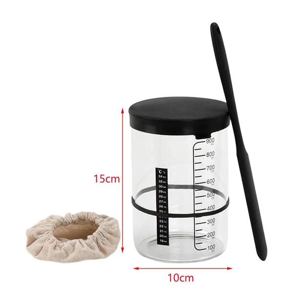 Surdejsglas Sæt Fermenteringsglas Bred Mund Surdejsstarter Beholder Style A 15x10cm