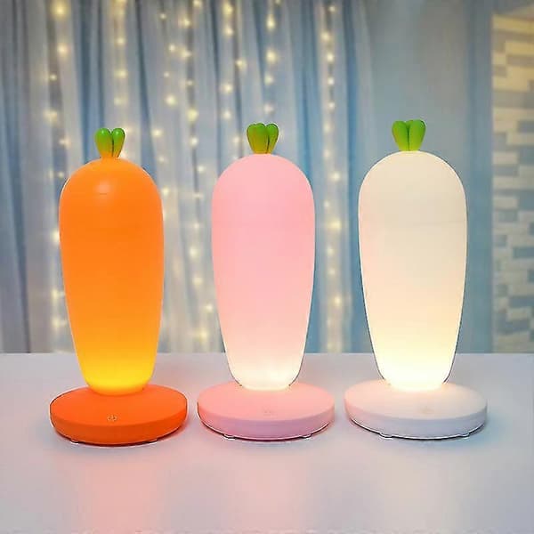 Gulrotlampe Soveromsdekor Nattlys For Barn Baby Barnerom Søvn Avslappende Lys white