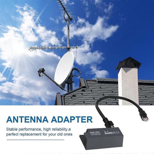 CB2 Antenneadapter til V2 DISHY Kabeladapter til RJ45 for 12V 24V Konverteringskabel og Tilslutning Black