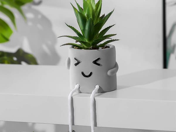 2 stk. Simulering Sukulent Plantepotte Sement Blomsterpotte Dekorasjon
