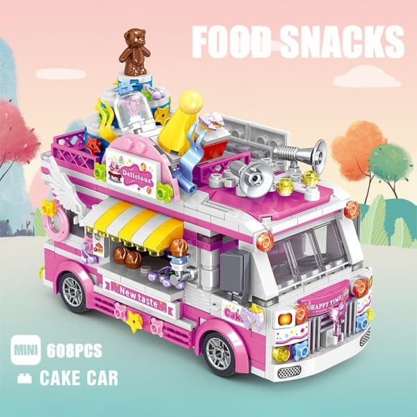 Byvenner isbil gateutsikt matbil mini byggeklosser mat snacks butikk murstein leker