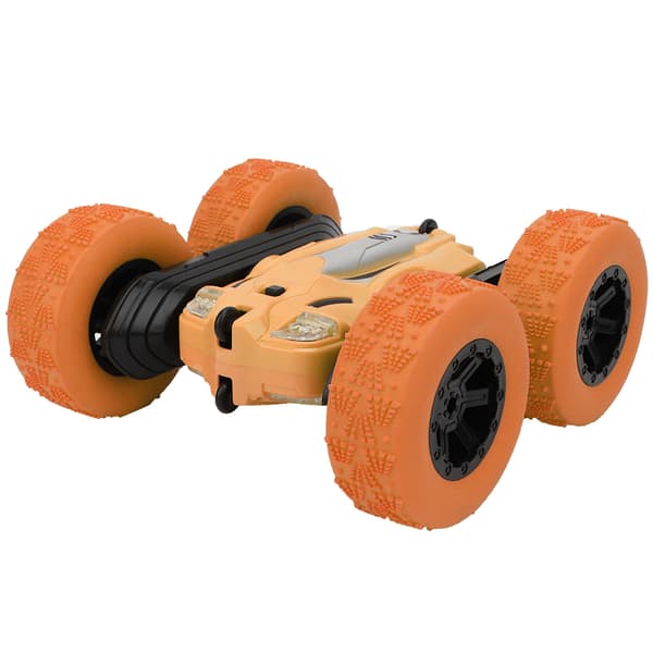 Fjernstyret Mini Plastbil med Dobbeltsidet El 360° Rotation Børnelegetøj (Orange) 0.8