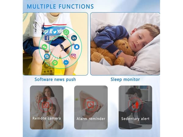 Smartklokke for barn, gave til barn, Bluetooth-kompatibel med Android iOS, smartklokke svart