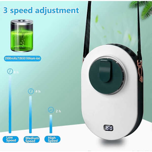 Kannettava kaulaan kiinnitettävä tuuletin, Hands-Free Mini Personal -tuuletin USB-ladattava, Clip-On vyötärötuuletin, 3 nopeusasetusta