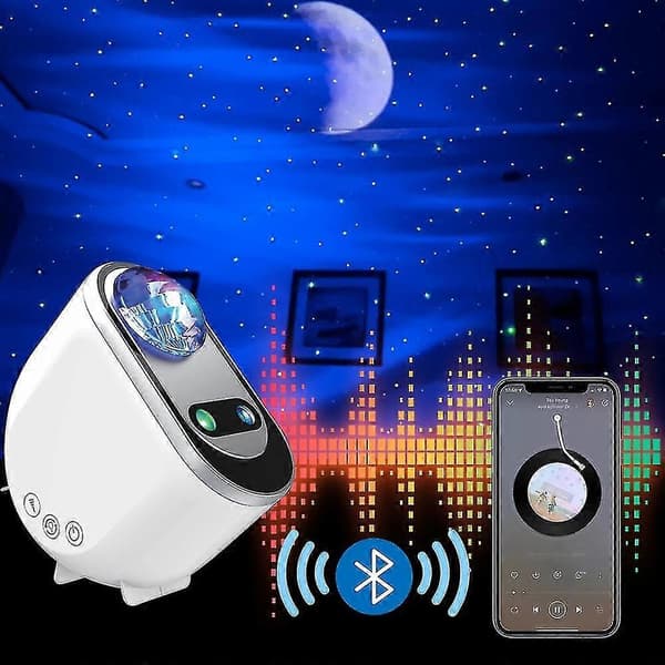 Nordlys stjernehimmel projeksjonslampe Bluetooth ambient nattlys stue projeksjon drømmende romantisk