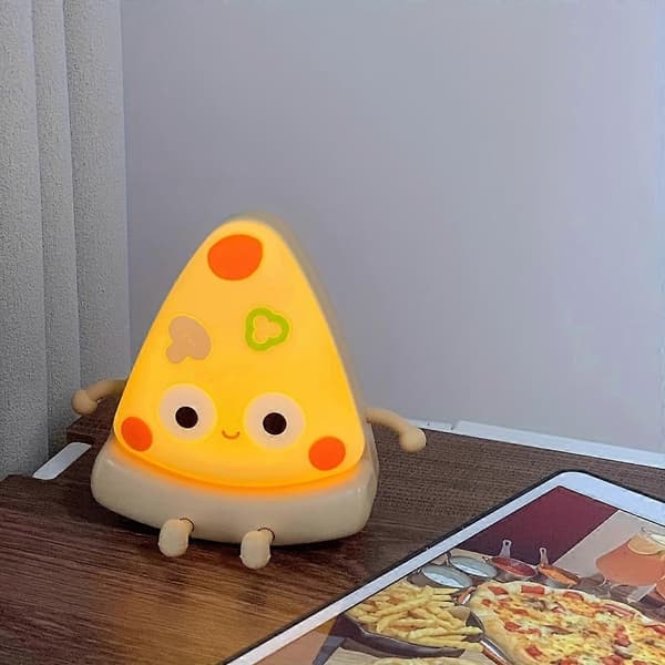 Pizza nattlys soverom nattbord USB oppladbart silikon atmosfærelys