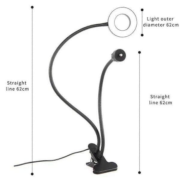 Led-rengastäyttövalo USB-latauksella, himmennettävä valokuvausrengastäyttövalo