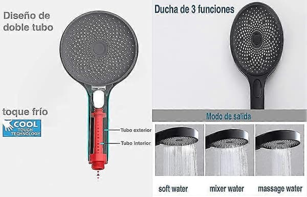 Håndholdt dusjhode, stort dusjhode regndusj 130 mm håndholdt dusjhode