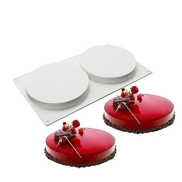 Bageplader 2 hulrum Stor Rund Skive Slik Silikoneform Lav Cylinder Kage Fondant Form Kageforme