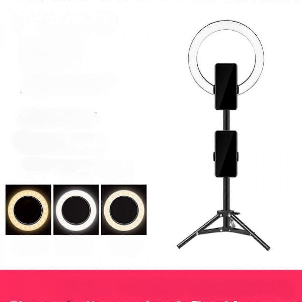 Ring Light, LED Ring Light, Sirkellys med skrivebordsbrakett, Telefonholder & Dimbar 3 Moduser