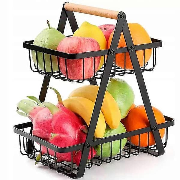 Metal Frugtkurv Dobbelt Sort Loft Kurv black