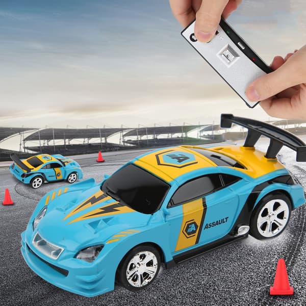 Mini Fjernstyret RC-bil med kraftinduktion 4-vejs styring APP dobbelte tilstande legetøjsmodel til børn, 2,4 GHz blå farve