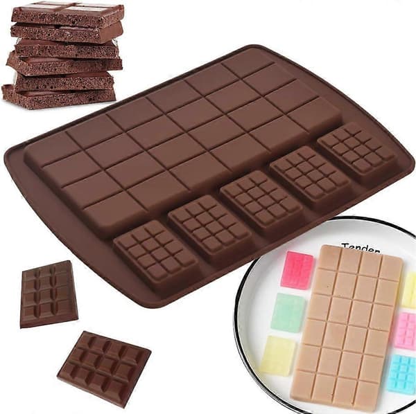 Stor og lille vaffelchokoladeform, non-stick fødevaregodkendte silikoneforme til chokolade, brun