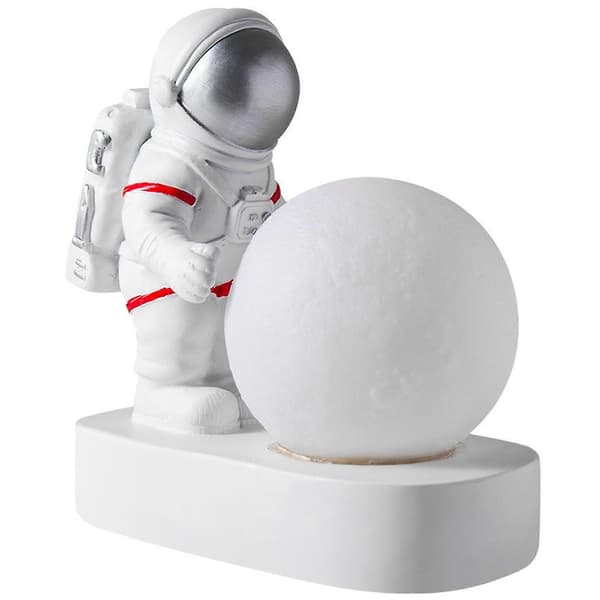 LED Astronautlampe Astronaut Nattlys Skrivebord Månelys Med Innebygd Knappcellebatteri white light