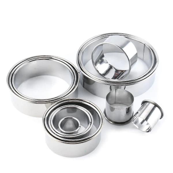 Isterningebakker 14 stk. Mousse kage ringe i rustfrit stål Runde små kageforme DIY Kiks Bageforme Kageforme