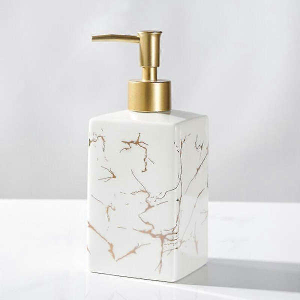 Nestesaippua-annostelijat Marmoroitu keraaminen manuaalinen saippua-annostelija Lotion Shampoo Pullo Aromaterapiapullo Kylpyhuonetarvikkeet L-white