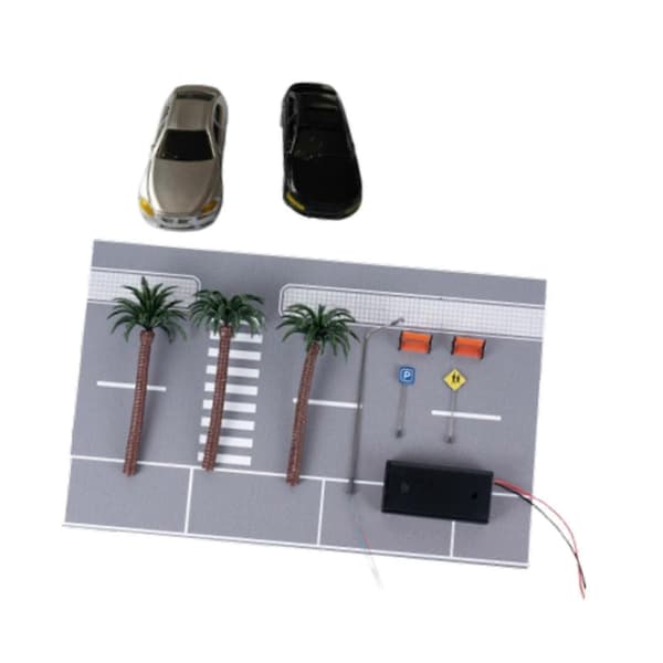 Parkeringsplads Modelbil Scene Interaktiv til 1/64 Mikro Landskabsmodel Tog white light multi