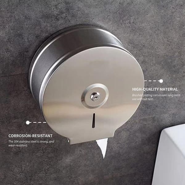 Veggmontert Perforert Papirdispenser i Rustfritt Stål Toalettpapirdispenser | Papirholder (sølv)