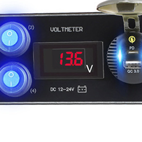 Autolaturi 36W Vedenpitävä 4-osainen kytkinpaneeli veneisiin ja asuntovaunuihin Red Light 170mmx65mm