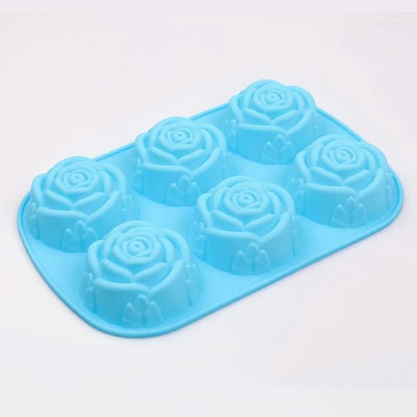 CU91 Blå Silikoneform, Akryl Rose Design Non-Stick Form til Kagedekoration, Håndværk