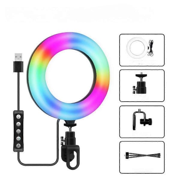 6 tommer Ring RGB LED Fyldlys med Klemme