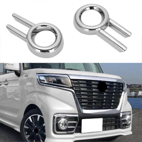 2 stk./sett Plastbil Front Hode Tåkelys Krom Deksel Trim Bezel Garnish For Spacia Custom Mk53s